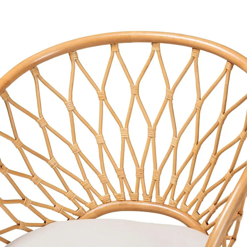 Bohemian Honey Rattan Accent Chair – Handcrafted, Removable Cushion