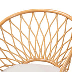 Bohemian Honey Rattan Accent Chair – Handcrafted, Removable Cushion