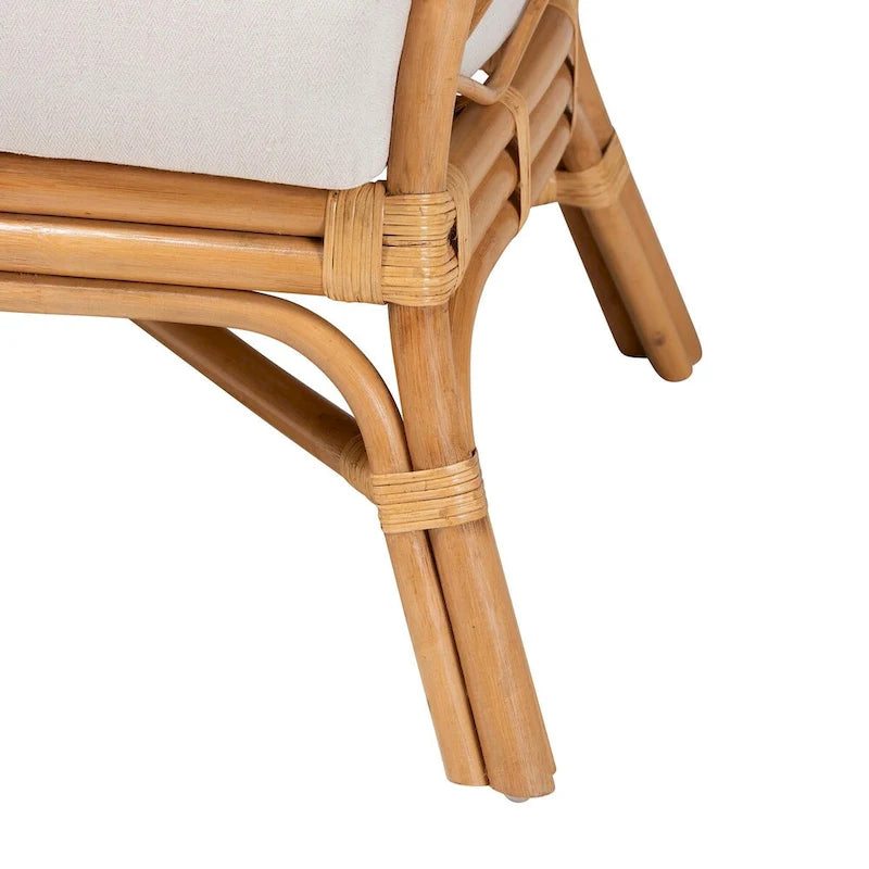 Bohemian Honey Rattan Accent Chair – Handcrafted, Removable Cushion