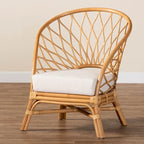 Bohemian Honey Rattan Accent Chair – Handcrafted, Removable Cushion