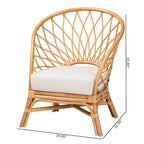Bohemian Honey Rattan Accent Chair – Handcrafted, Removable Cushion