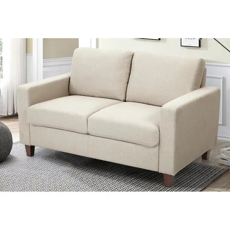 Miles Mid Century Modern Loveseat 2 Seater Sofa Couch with Reversible Back Pillows Large