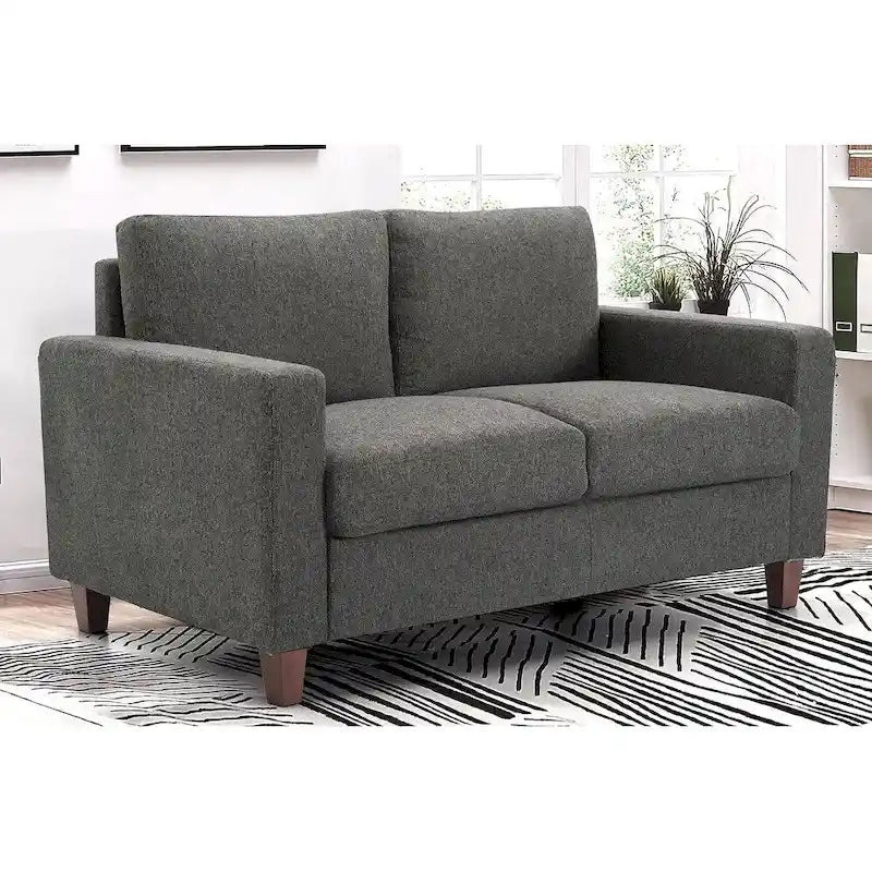Miles Mid Century Modern Loveseat 2 Seater Sofa Couch with Reversible Back Pillows Large