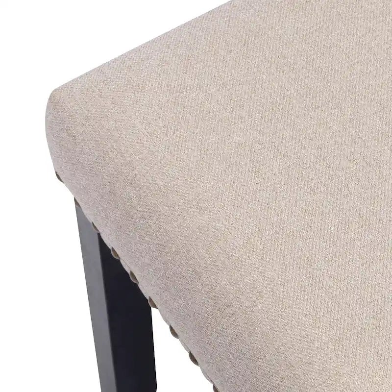 Modern 44 L Nailhead Trim Upholstered Bench with Wood Legs