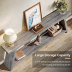 70.9 Inches Long Rustic Wood Console Sofa Table with Storage Shelf