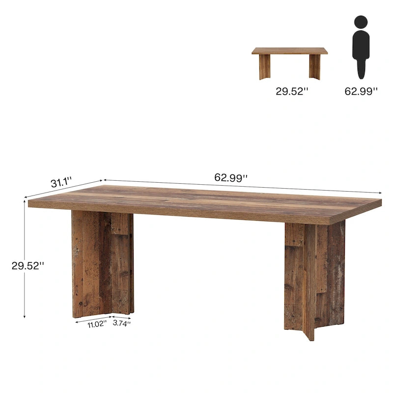 Farmhouse Wood Rectangular Dinner Dining Table for Kitchen Dining Room