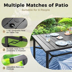 MAISON ARTS Extra Large Metal Patio Dining Table Steel Rectangular Outdoor Table for 8 Person
