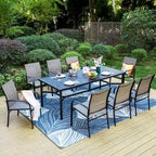 MAISON ARTS Extra Large Metal Patio Dining Table Steel Rectangular Outdoor Table for 8 Person