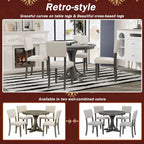 5-Piece Round Dining Table Set with Curved Trestle Style Table Legs and 4 Chairs
