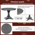5-Piece Round Dining Table Set with Curved Trestle Style Table Legs and 4 Chairs