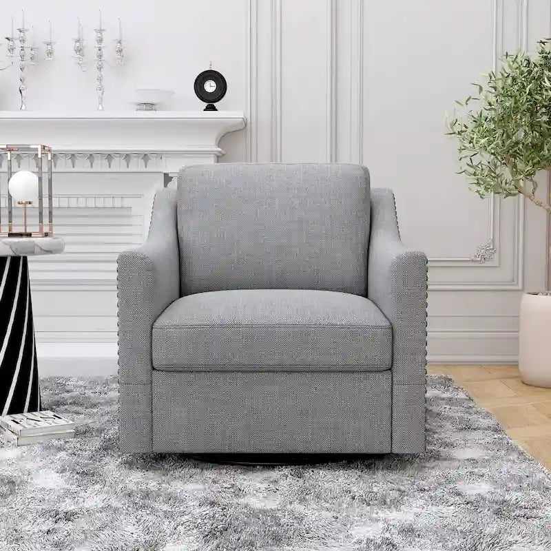 360 Degree Swivel Armchair Cotton Linen Skin-friendly Fabric Ergonomic Design