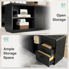 78.7-inch L Shaped Executive Desk with Drawers and Lateral File Cabinet