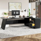 78.7-inch L Shaped Executive Desk with Drawers and Lateral File Cabinet