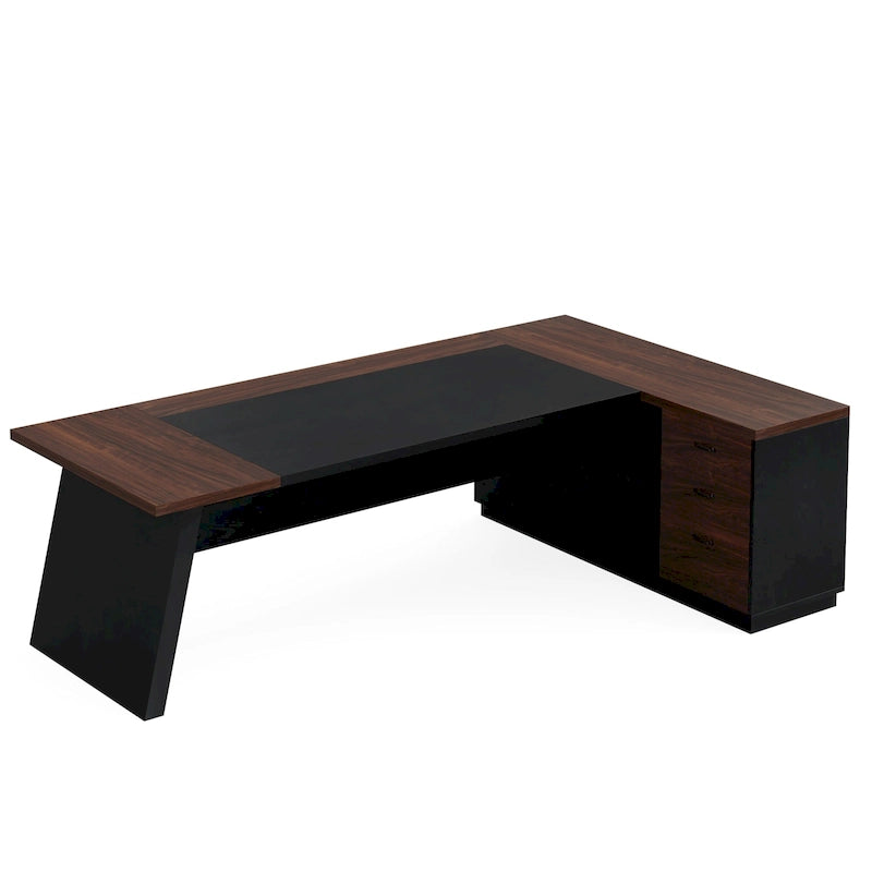 78.7-inch L Shaped Executive Desk with Drawers and Lateral File Cabinet