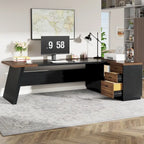 78.7-inch L Shaped Executive Desk with Drawers and Lateral File Cabinet