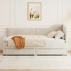 Twin Size Upholstered Corduroy Daybed with Drawers
