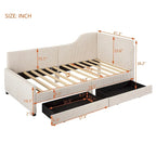 Twin Size Upholstered Corduroy Daybed with Drawers