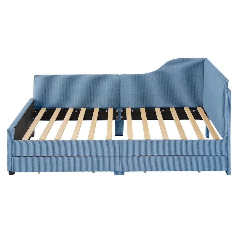 Twin Size Upholstered Corduroy Daybed with Drawers