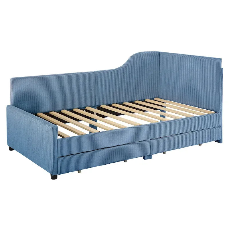 Twin Size Upholstered Corduroy Daybed with Drawers