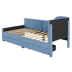 Twin Size Upholstered Corduroy Daybed with Drawers