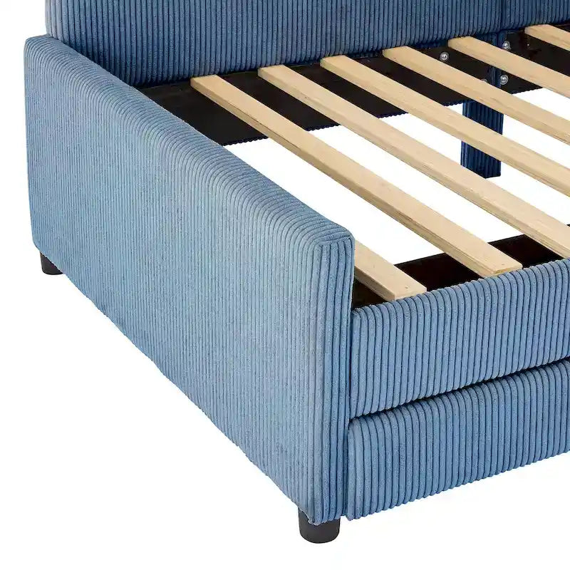 Twin Size Upholstered Corduroy Daybed with Drawers