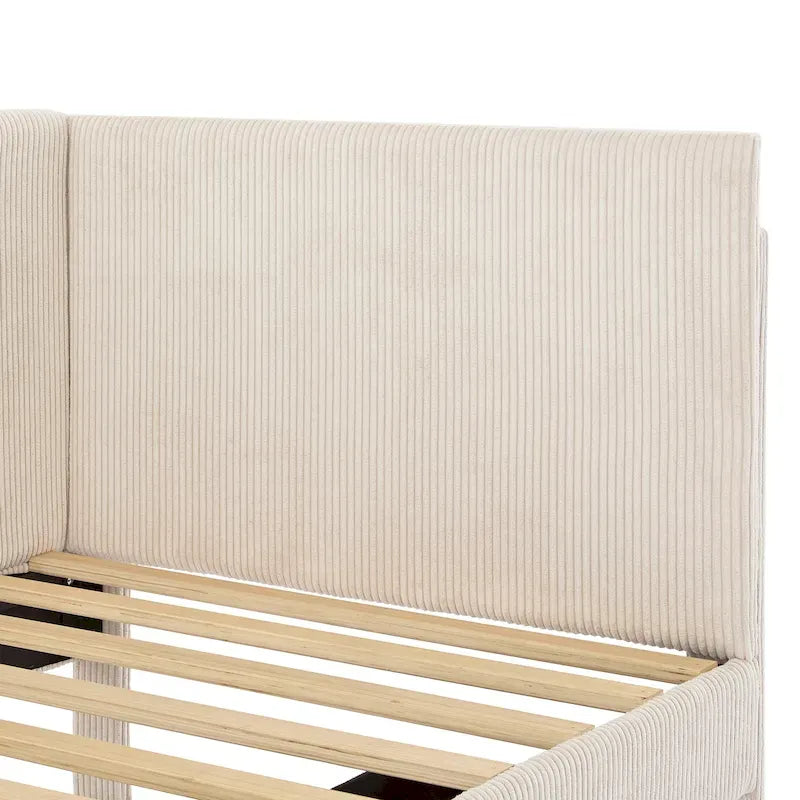 Twin Size Upholstered Corduroy Daybed with Drawers