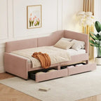 Twin Size Upholstered Corduroy Daybed with Drawers