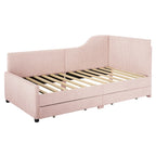 Twin Size Upholstered Corduroy Daybed with Drawers
