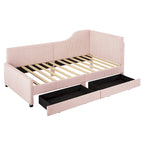 Twin Size Upholstered Corduroy Daybed with Drawers