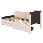 Twin Size Upholstered Corduroy Daybed with Drawers