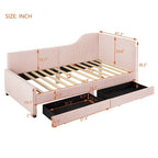 Twin Size Upholstered Corduroy Daybed with Drawers
