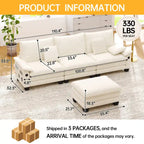 Living Room Furniture Sets, Modular Sectional Sofa Set with Ottoman for Living Room, Convertible Sofa Couch