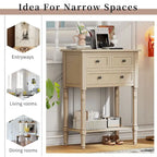 23.7 Farmhouse Solid Wood Console Table with 3 Drawers and Bottom Shelf