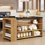 55 Inches Farmhouse Kitchen Island with Storage for Kitchen, Dining Room