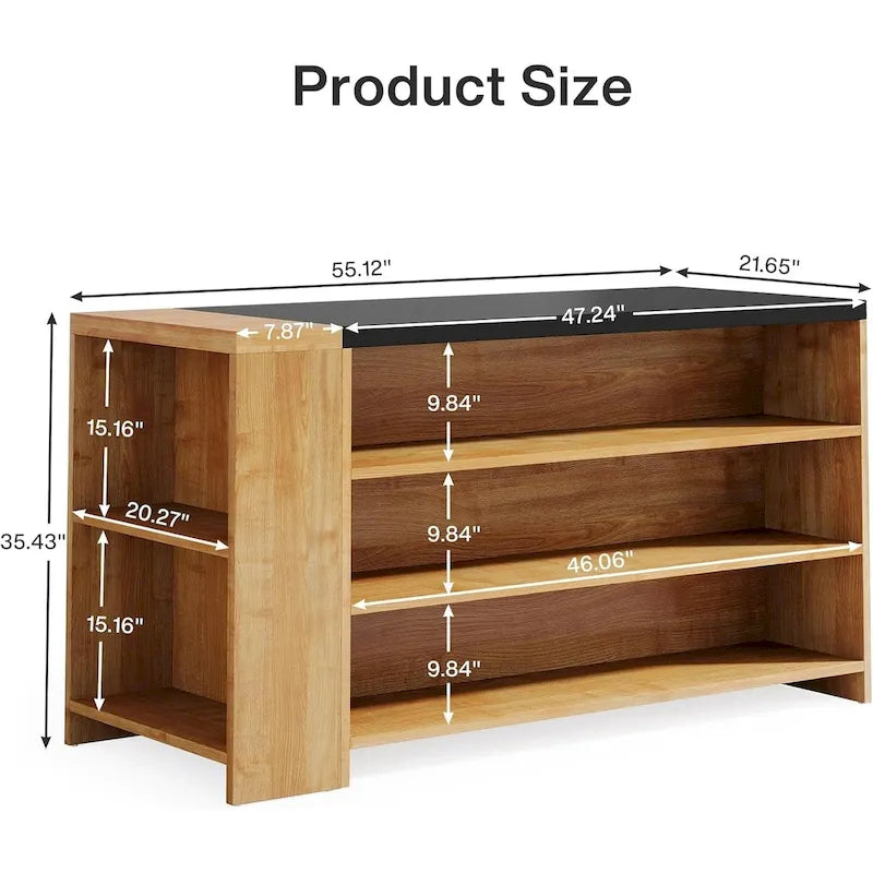 55 Inches Farmhouse Kitchen Island with Storage for Kitchen, Dining Room