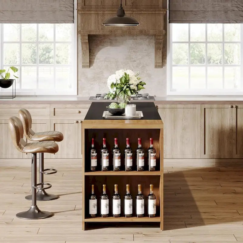 55 Inches Farmhouse Kitchen Island with Storage for Kitchen, Dining Room