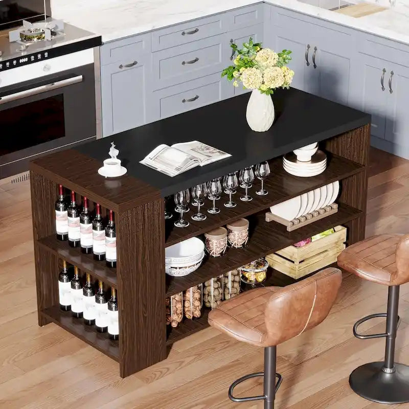 55 Inches Farmhouse Kitchen Island with Storage for Kitchen, Dining Room