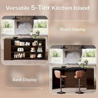 55 Inches Farmhouse Kitchen Island with Storage for Kitchen, Dining Room
