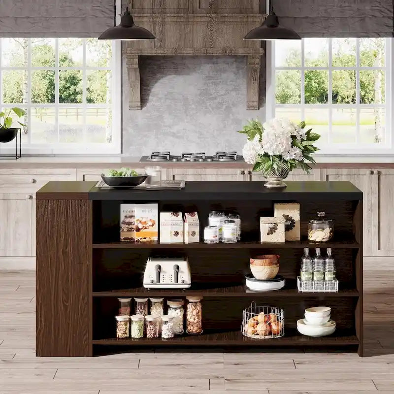 55 Inches Farmhouse Kitchen Island with Storage for Kitchen, Dining Room