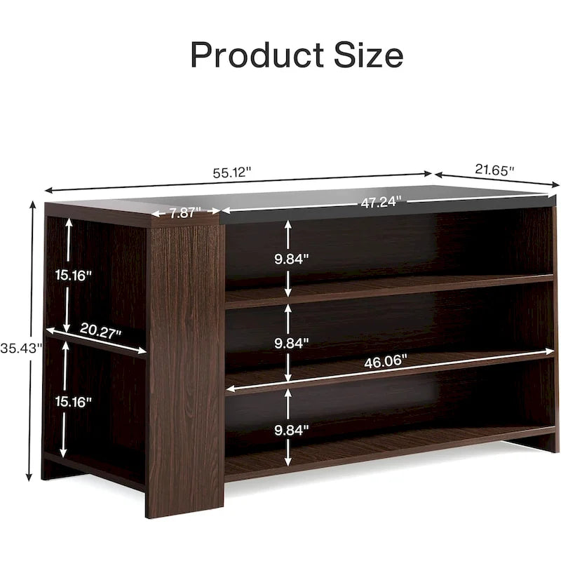 55 Inches Farmhouse Kitchen Island with Storage for Kitchen, Dining Room
