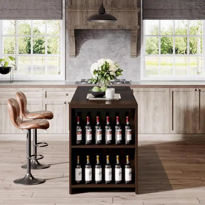 55 Inches Farmhouse Kitchen Island with Storage for Kitchen, Dining Room