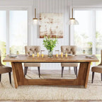 71 Inches Farmhouse Dining Room Table for 6-8 People with Solid Pedestal