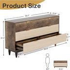 55 Inches Dresser for Bedroom, Green Long Double Dresser Organizer Wood Cabinet