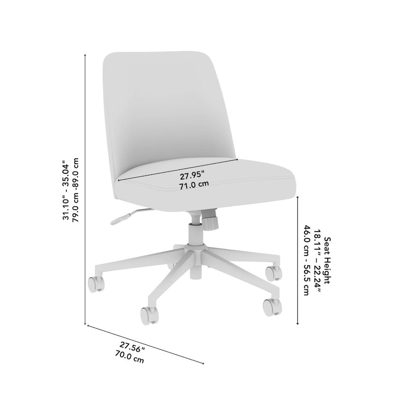 Bush Furniture Serenity Mid Back Armless Office Chair with Wheels