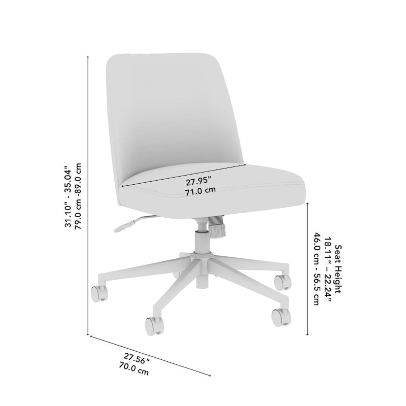 Bush Furniture Serenity Mid Back Armless Office Chair with Wheels