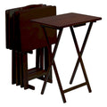 PJ Wood Folding TV Tray Tables with Compact Storage Rack, Espresso, 5 Piece Set - 36.38