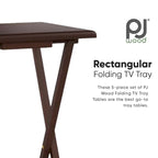 PJ Wood Folding TV Tray Tables with Compact Storage Rack, Espresso, 5 Piece Set - 36.38