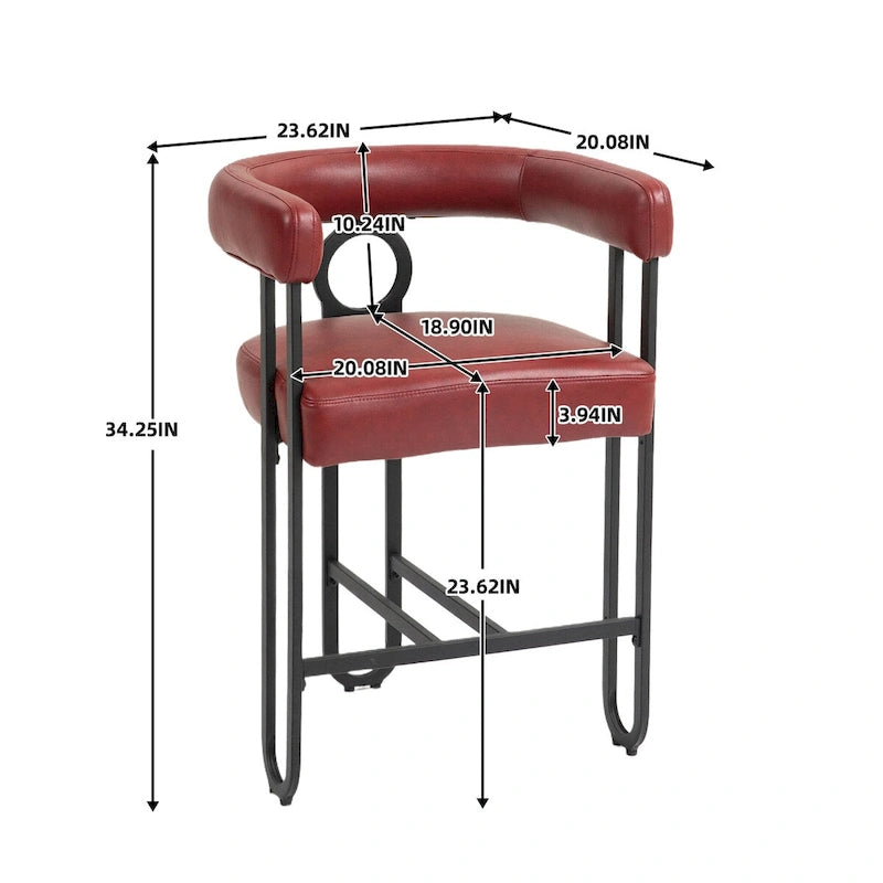 Chenille/Leather Upholstered Contemporary Designed Bar Stools With Footrestset of 2