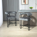 Chenille/Leather Upholstered Contemporary Designed Bar Stools With Footrestset of 2