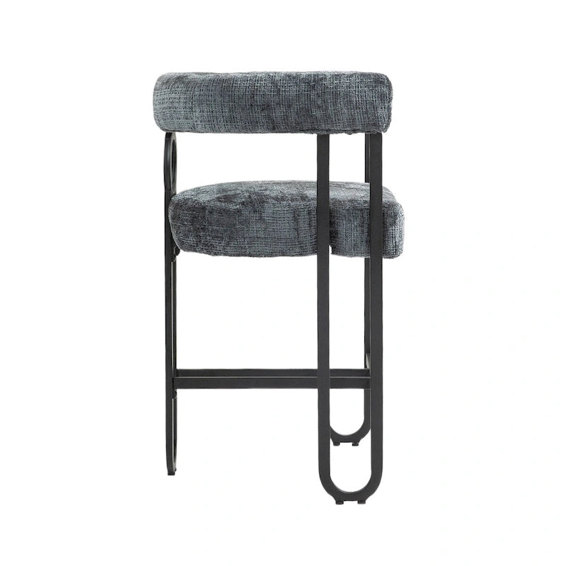 Chenille/Leather Upholstered Contemporary Designed Bar Stools With Footrestset of 2